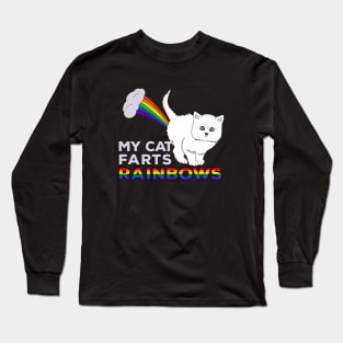 My Cat Farts Rainbows - Funny Cat Fart Rainbow Long Sleeve T-Shirt